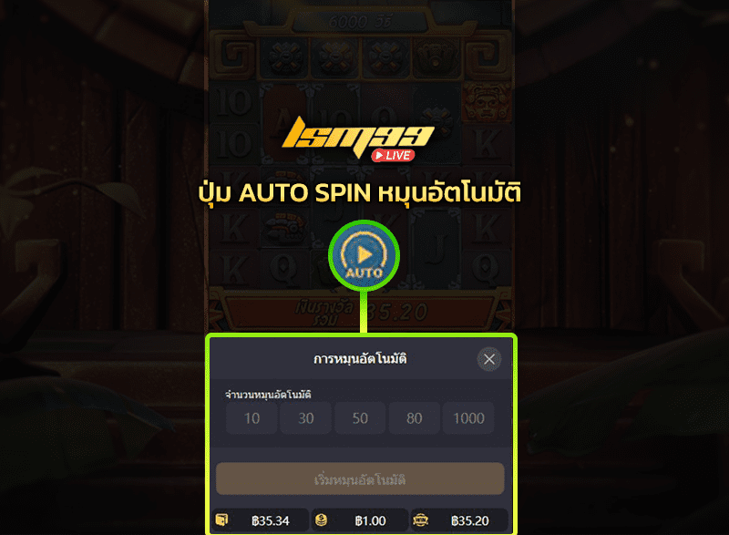 วิธีใช้งานปุ่มคำสั่ง Auto Spin Slot